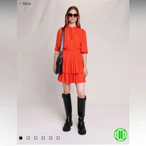 NWT Maje Short Satin Smocked Dress